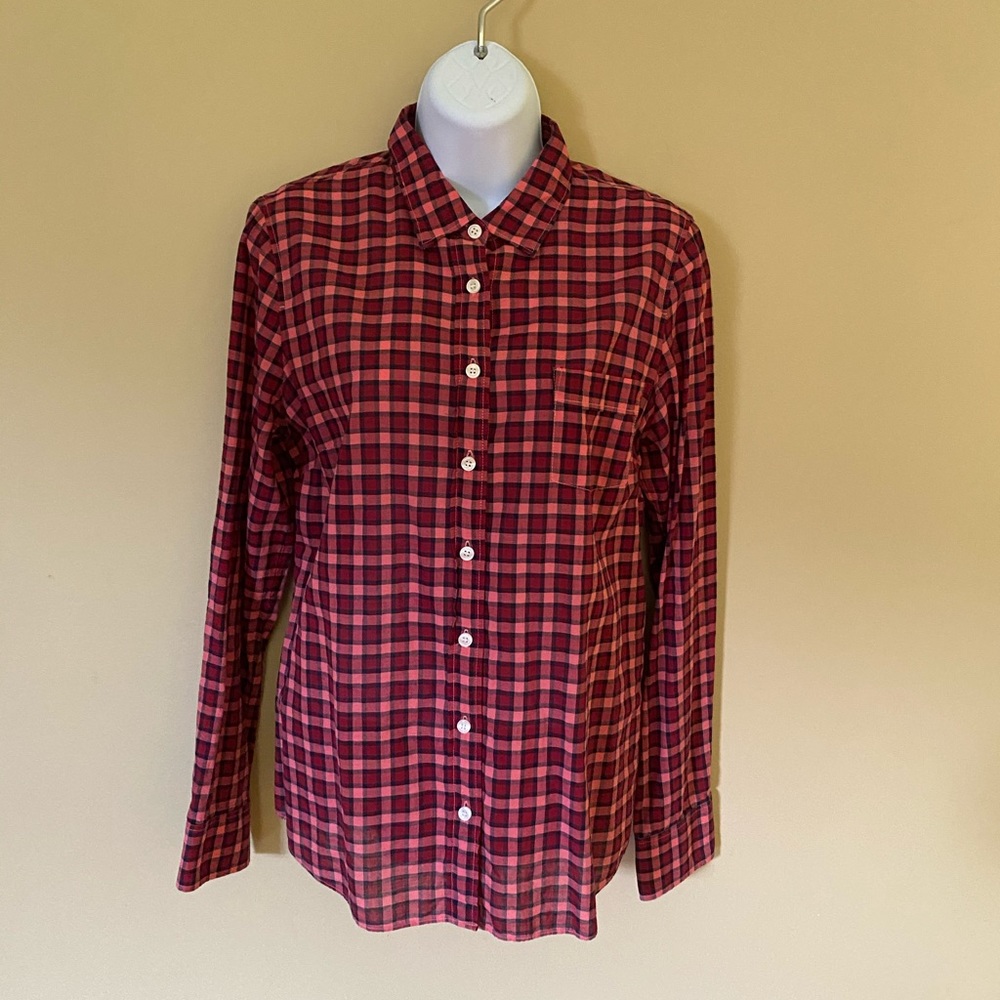 JCrew Red Plaid button down shirt